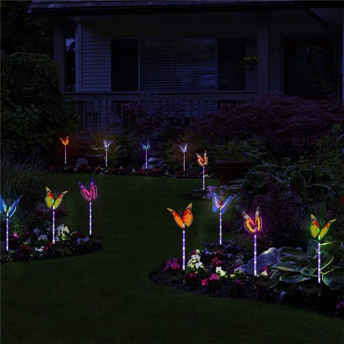 3 Pack Butterfly Solar Garden Light Outdoor Solar Stake Light Multi-color Changing LED Garden Light For Patio Backyard Lawn Path