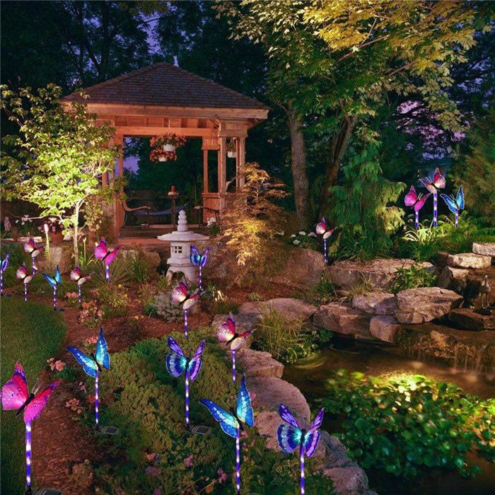 3 Pack Butterfly Solar Garden Light Outdoor Solar Stake Light Multi-color Changing LED Garden Light For Patio Backyard Lawn Path