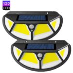 motion sensor solar spotlight for outdoor garden decor cob122 2pcs