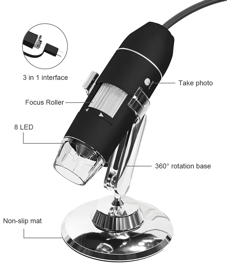 1600x Ultimate Microscope 1080P HD Digital 3 in 130