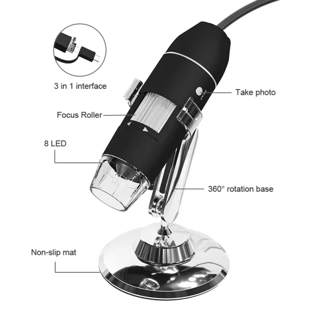 1600x Ultimate Microscope 1080P HD Digital 3 in 18