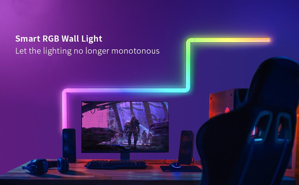 Smart RGB LED Light Bars Night Light with Bluetooth APP Control Music Rhythm Lights Backlight for Gaming TV Room Decoration Lamp