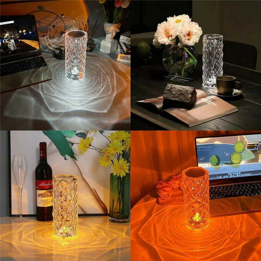 PZSUNLY Table Lamp LED Crystal Lamp Touch 16 Color Atmosphere Lamp Bedside Lamp Bar Restaurant Party Decoration Home Lamp