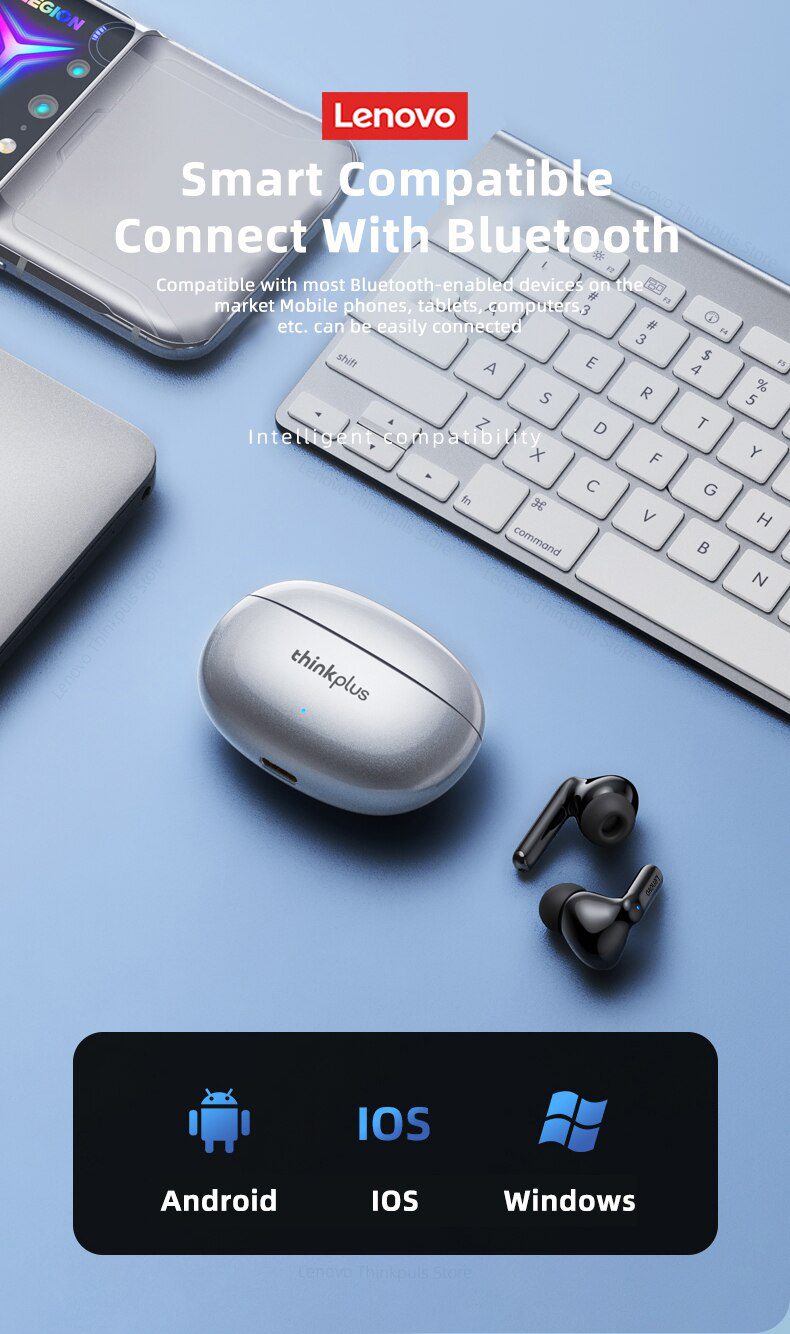 Original Lenovo XT88 TWS Wireless Earphone Bluetooth 5.3 Dual Stereo Noise Reduction Bass Touch Control Long Standby Headset