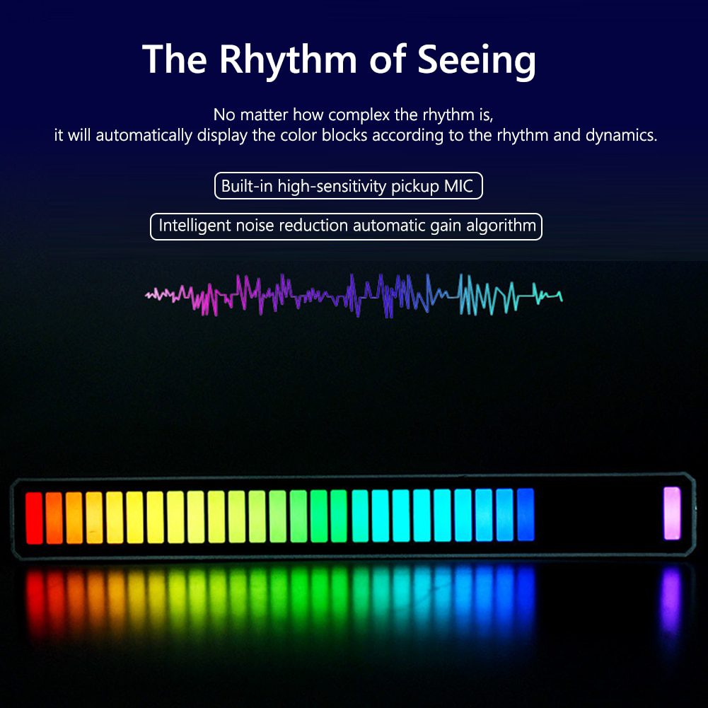 Smart RGB Symphony Sound Control LED Light Music Rhythm Ambient Pickup Lamp App Control For Compute Gaming Desktop Decor