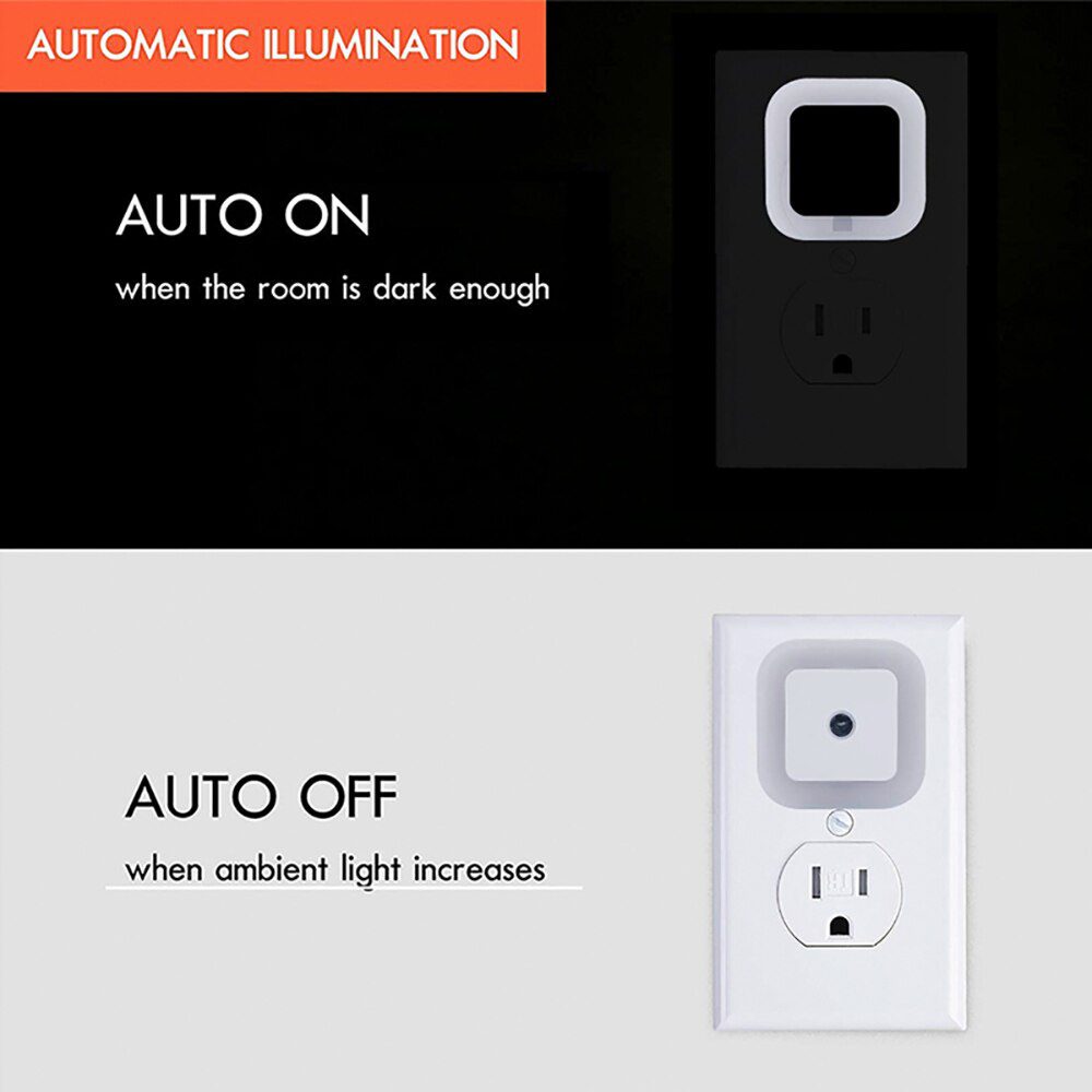 Wireless LED Night Lights Mini EU Plug Lamp Light Control Sensor Children Room Kid Bedroom Decoration Midnight Light