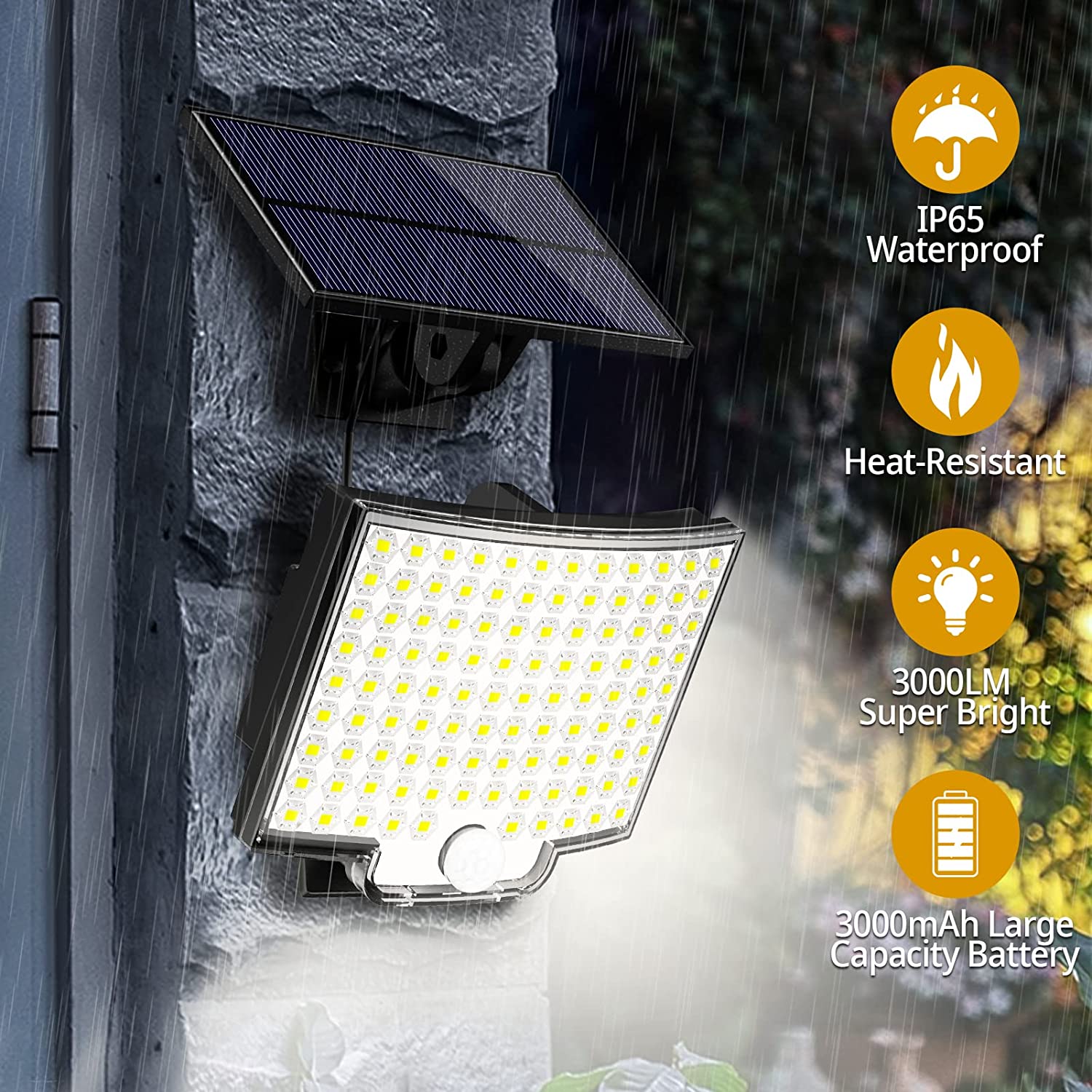 Solar Light Outdoor 106 LED Super Bright Motion Sensor Solar Strong Power LED Garden Wall Lamp IP65 Waterproof 4 Working Modes