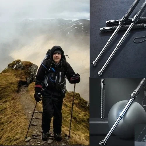 Auto Retractable Self Defense Hiking Stick