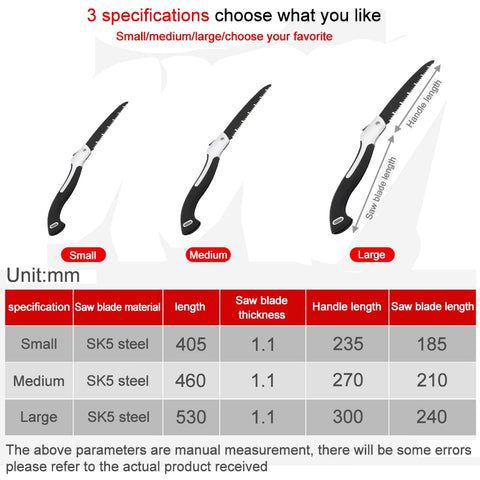 Folding Hand Saw Soft Rubber Handle SK5 Steel Blade12