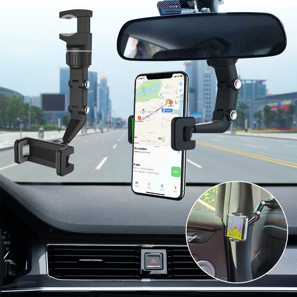 Handy Multifunctional Rearview Mirror Phone Holder