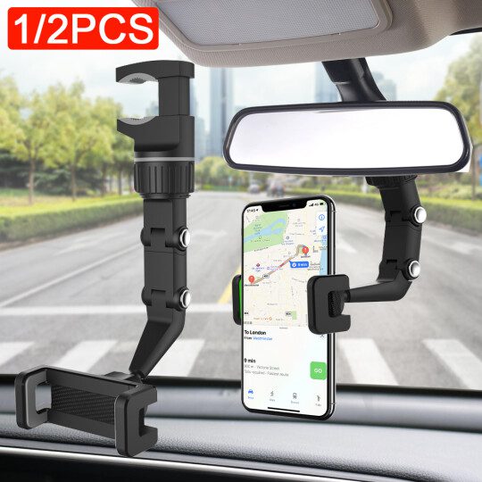 Handy Multifunctional Rearview Mirror Phone Holder