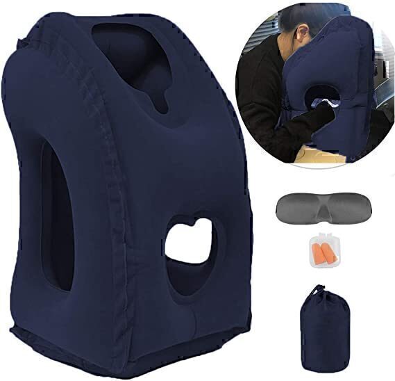 Inflatable Travel Pillow for Airplane Car Bus Office