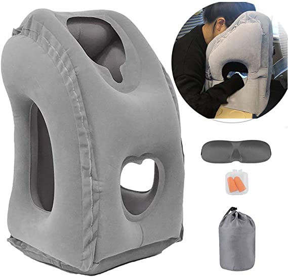 Inflatable Travel Pillow for Airplane Car Bus Office