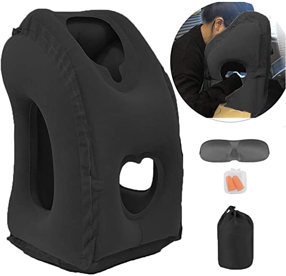 Inflatable Travel Pillow for Airplane Car Bus Office