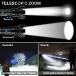 Laser Flashlight LED Rechargeable Tactical High Lumens