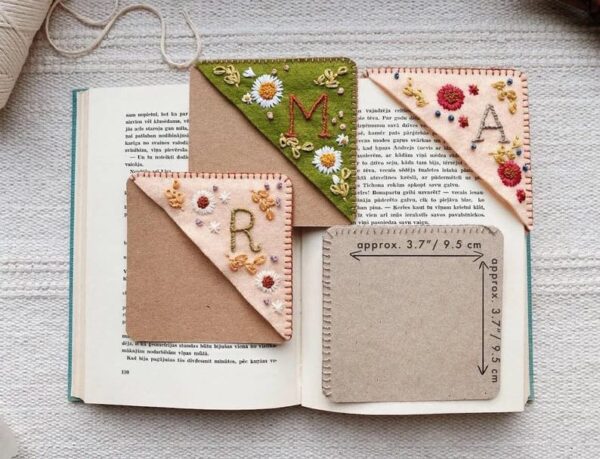 Personalized Corner Bookmark Hand Embroidered Personalized Corner Bookmark Hand Embroidered