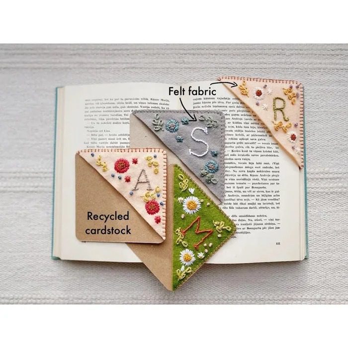 Personalized Corner Bookmark Hand Embroidered