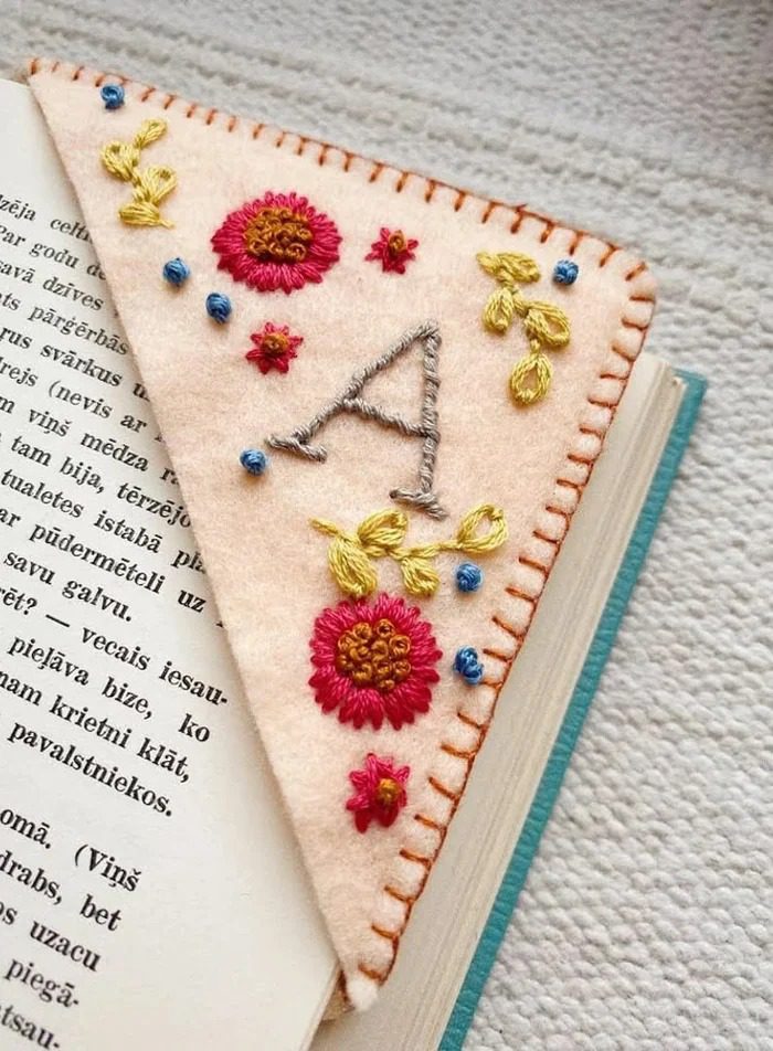 Personalized Corner Bookmark Hand Embroidered