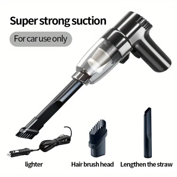 Black High-Power Car Cleaner: Dual-Purpose Handheld Car Vacuum