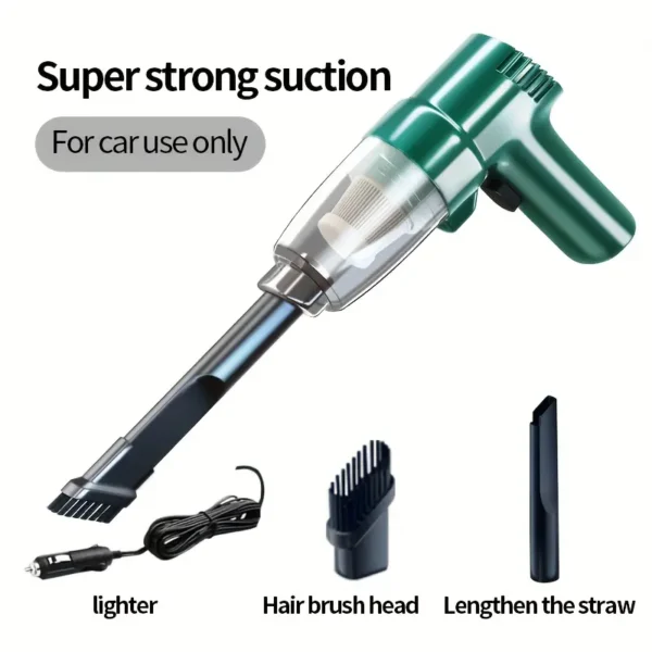 Green High-Power Car Cleaner: Dual-Purpose Handheld Car Vacuum