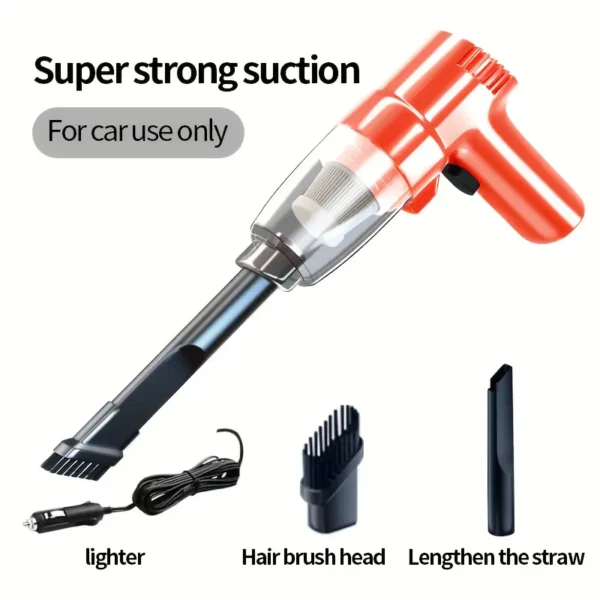 Orange High-Power Car Cleaner: Dual-Purpose Handheld Car Vacuum