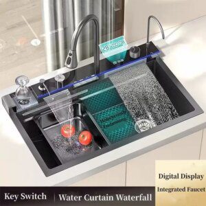 Honeycomb Digital Display: Waterfall Kitchen Sink