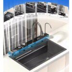 Honeycomb Digital Display: Waterfall Kitchen Sink, Soap Dispenser, Cup Washer Stainless Steel Set