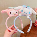 Sanrio Kawaii Plush Doll Face Wash Makeup Hairband: Kuromi Melody Theme