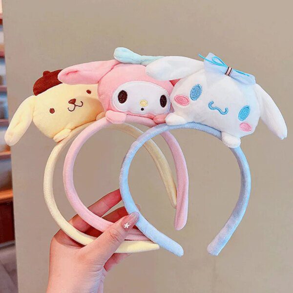 56235-tpkvtd.jpg Sanrio Kawaii Plush Doll Face Wash Makeup Hairband: Kuromi Melody Theme