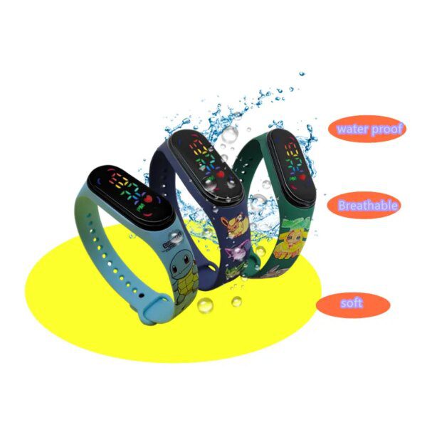 Pokemon Digital Silicone LED Watch: Pikachu, Squirtle, Eevee Charizard