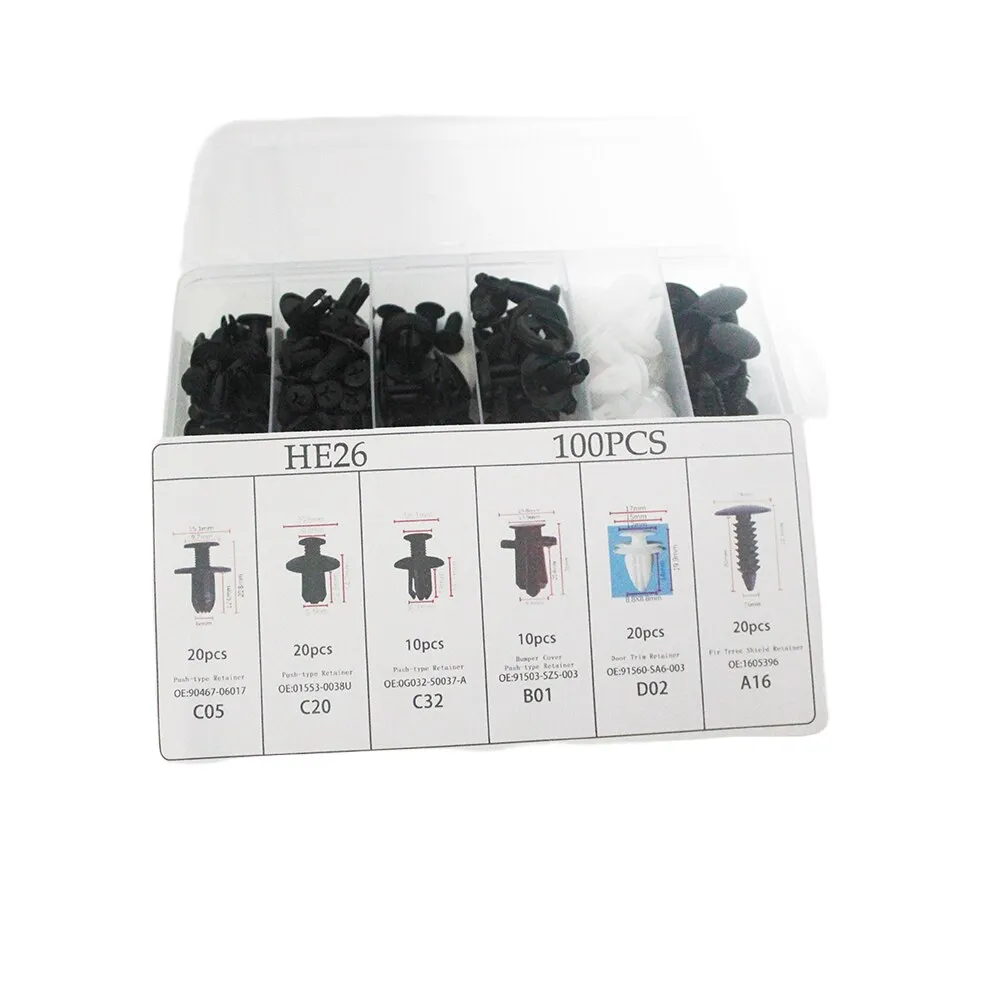 100pcs Auto Fastener Clip Kit: Car Body Retainer Pins