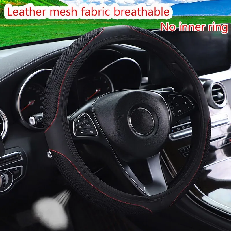 Car Steering Wheel Cover 3D Leather Embroidered: Breathable & Stylish