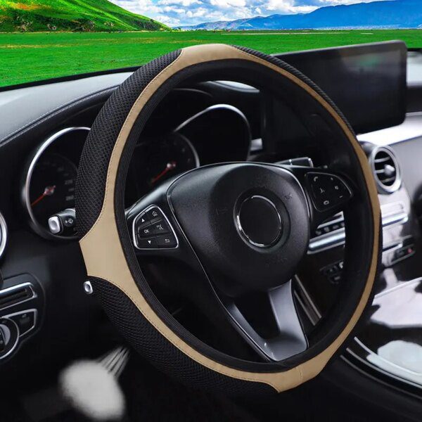 56617-wedzjs.jpg Car Steering Wheel Cover 3D Leather Embroidered: Breathable & Stylish