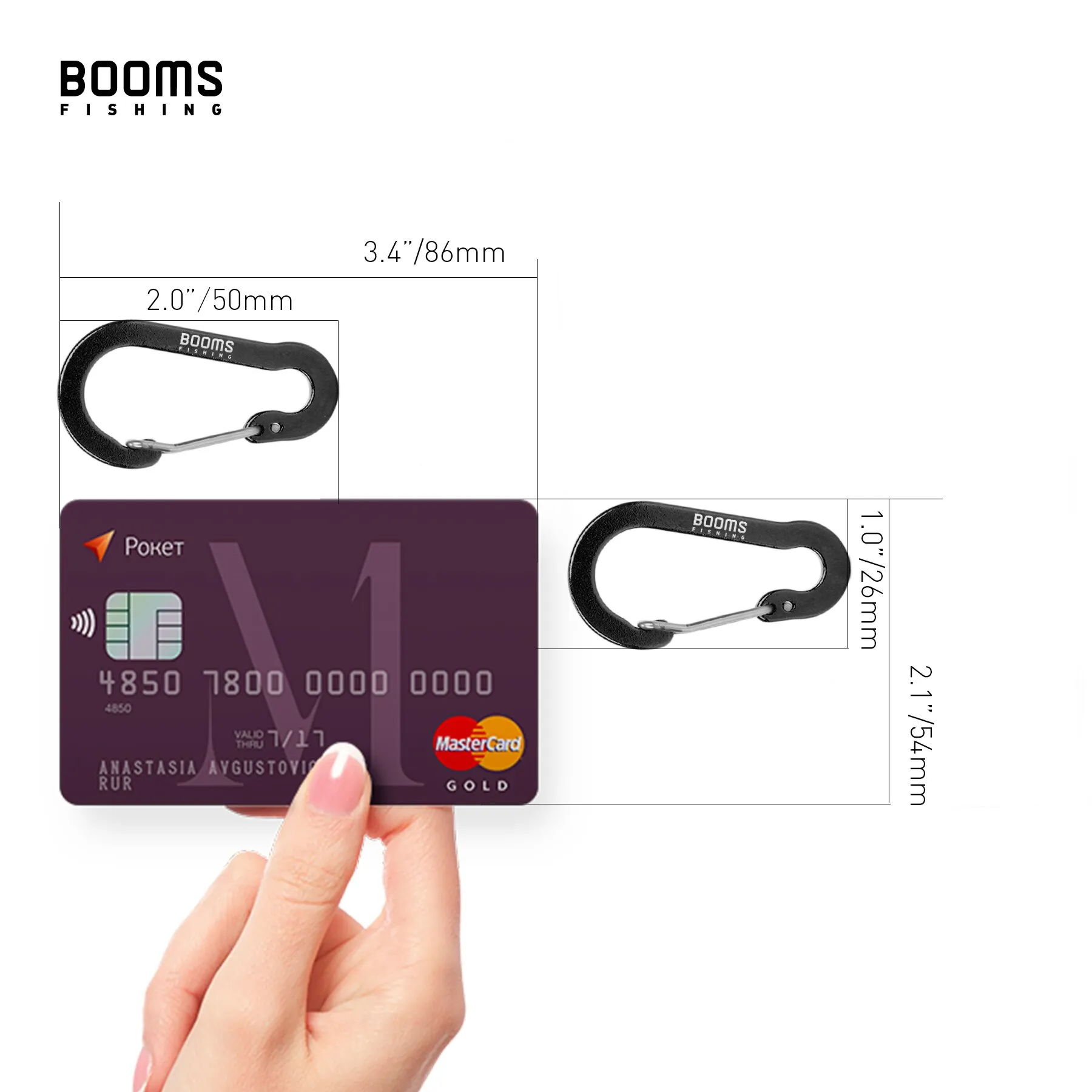 Booms Fishing CC1 6Pcs Aluminum Alloy Carabiner Keychain Set