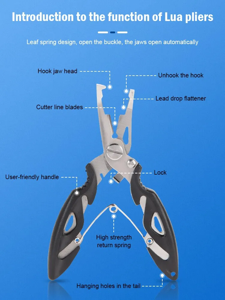 Multifunctional Fishing Pliers: Curved Mouth, Cutting Lines