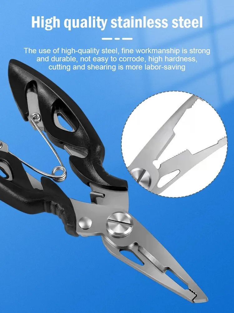 Multifunctional Fishing Pliers: Curved Mouth, Cutting Lines