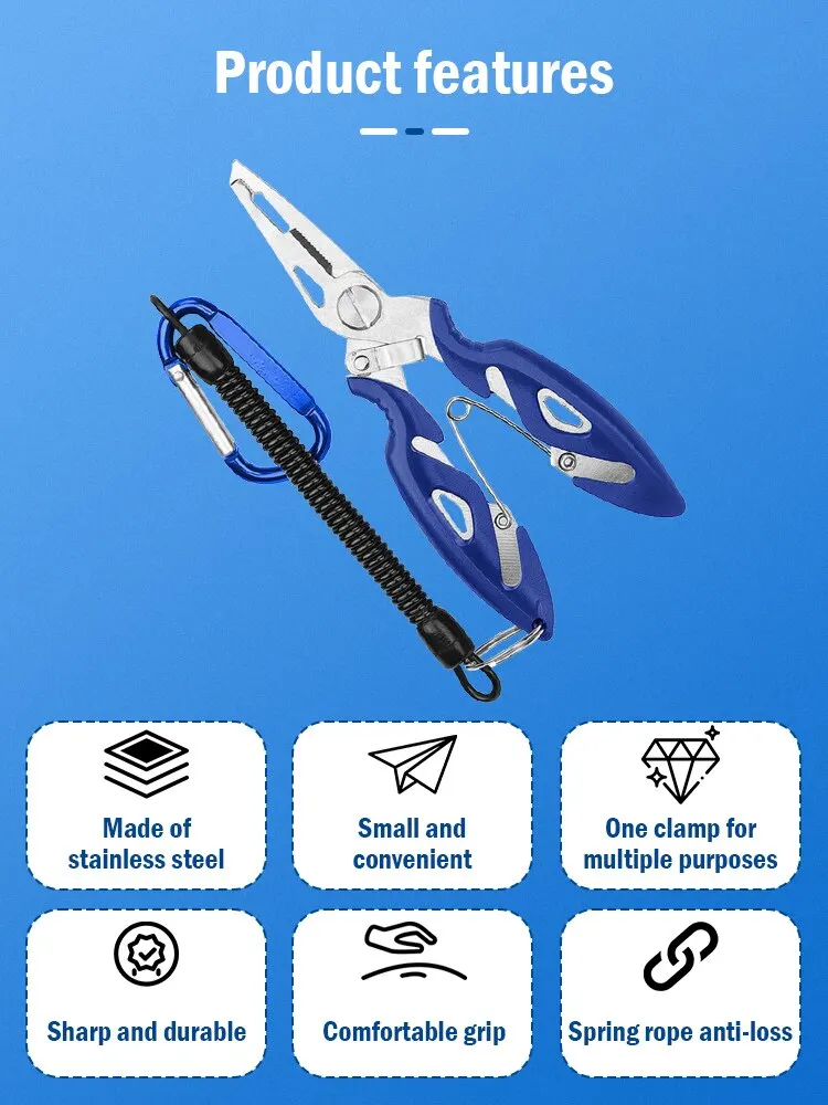 Multifunctional Fishing Pliers: Curved Mouth, Cutting Lines