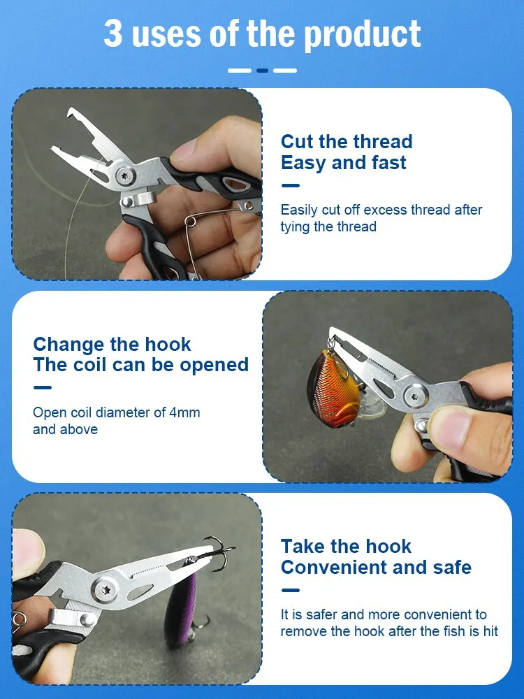 Multifunctional Fishing Pliers: Curved Mouth, Cutting Lines