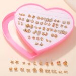 New Random 36 Pairs/Lot Mini Stud Earrings: Cute Designs