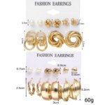 11 Pairs Fashion Zinc Alloy Earrings Set: Faux Pearl & Geometric Designs