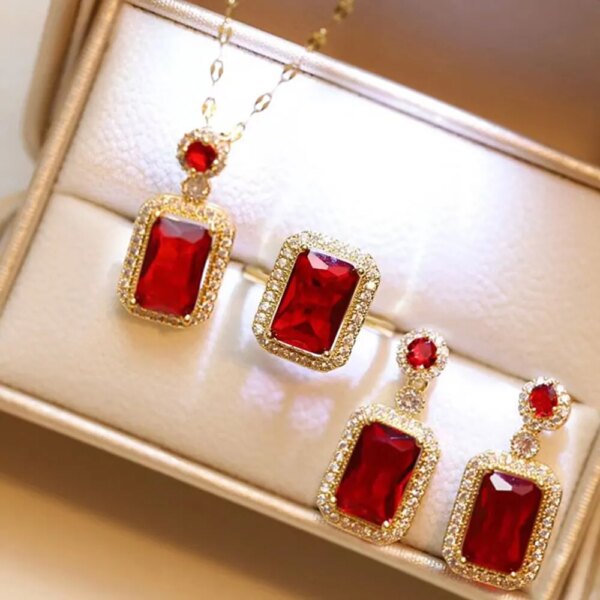 58263-ylqgr3.jpg 4PCS Sets Exquisite Rhinestone Jewelry: Necklace, Earrings, Ring