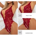 Women's Sexy Lace Lingerie Set: Deep V Bra & Bodysuit