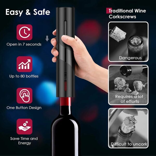 58983-l9ehhb.jpg Electric Red Wine Opener: Automatic Corkscrew with Foil Cutter