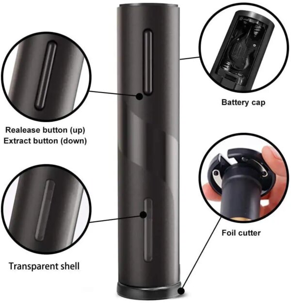 58983-uufrti.jpg Electric Red Wine Opener: Automatic Corkscrew with Foil Cutter