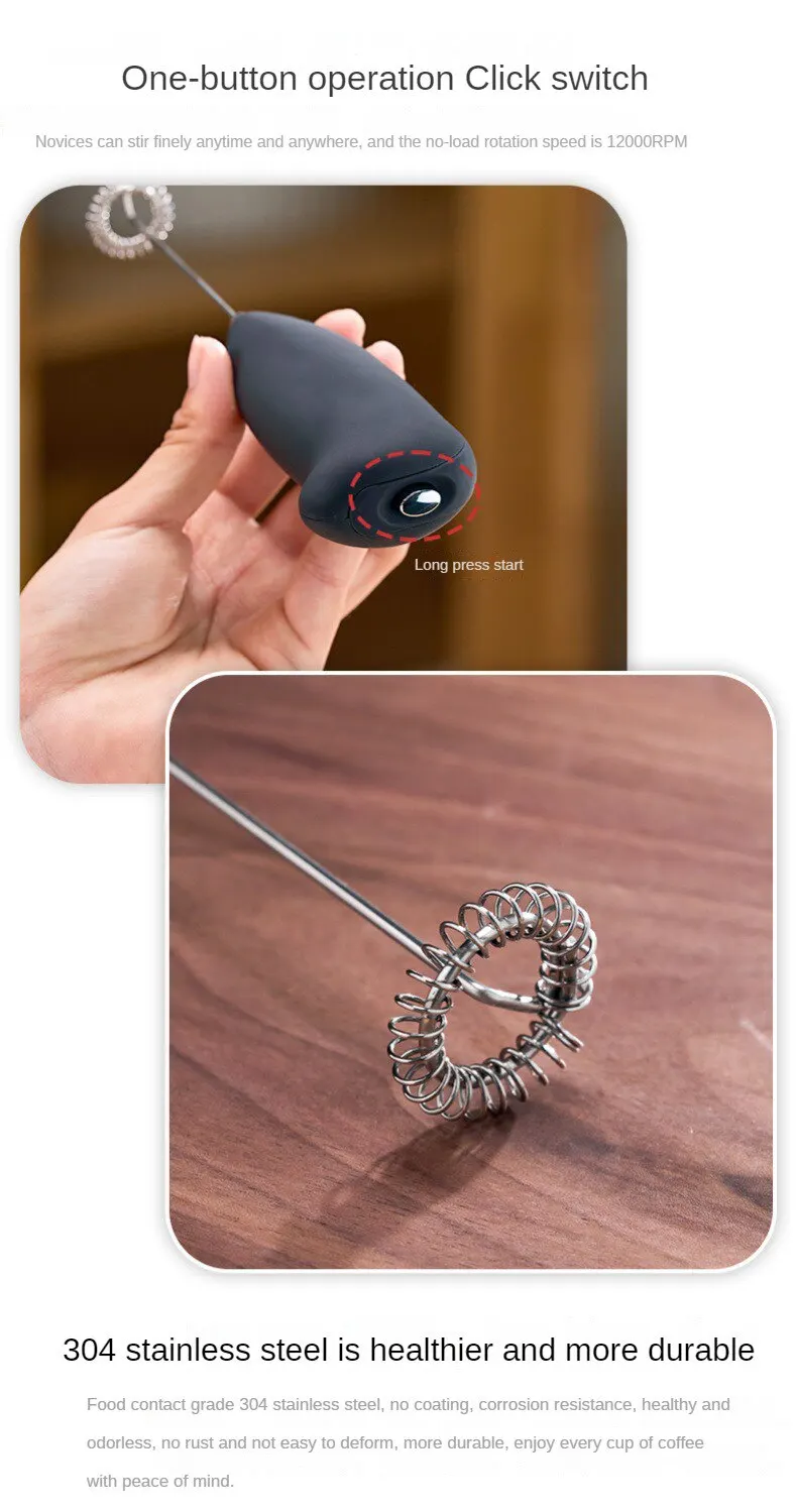 Electric Milk Frother: Handheld Coffee Foamer