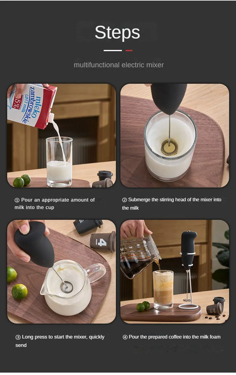 Electric Milk Frother: Handheld Coffee Foamer