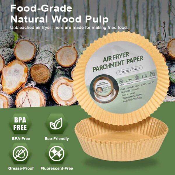 59027-jftofo.jpg Air Fryer 50/100Pcs Disposable Paper Liner: Non-Stick Barbecue Pad