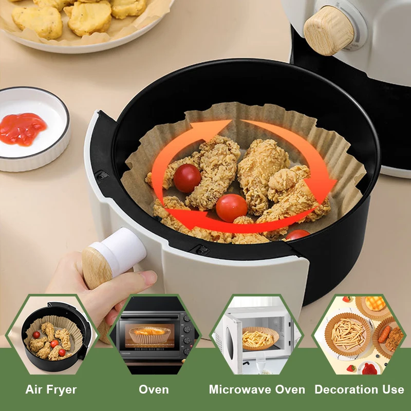 Air Fryer 50/100Pcs Disposable Paper Liner: Non-Stick Barbecue Pad