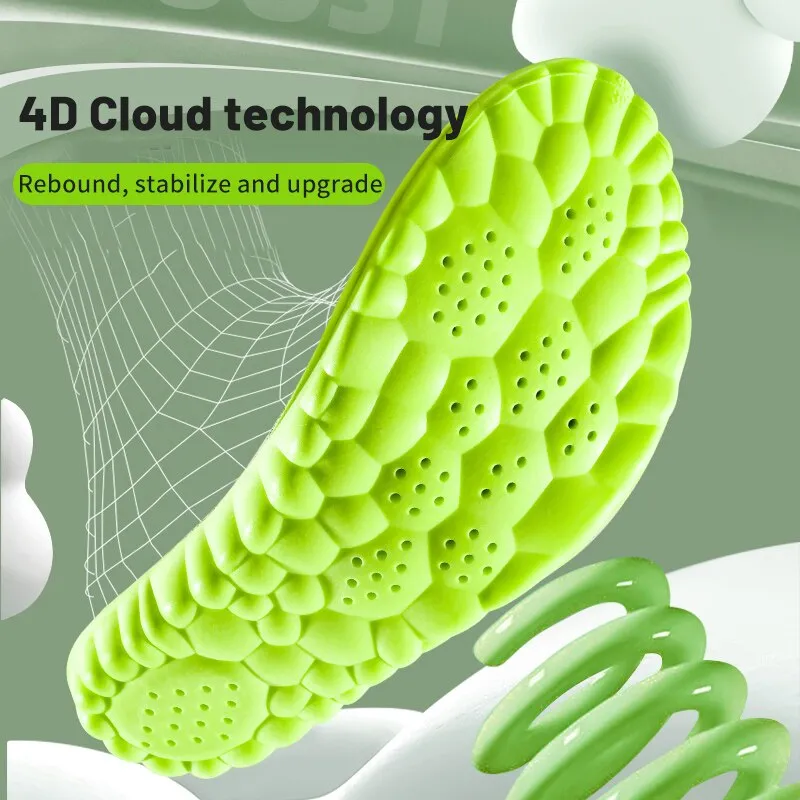 4D Sport Insole: Shock Absorption, Arch Support. 4D Sport Insole Super Soft Shoes Sole Pads for Feet Shock Absorption Baskets Shoe Sole Arch Support Orthopedic Inserts