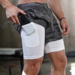 Men's Camo Running Shorts: Quick Dry 2-in-1 Fitness Jogging Shorts